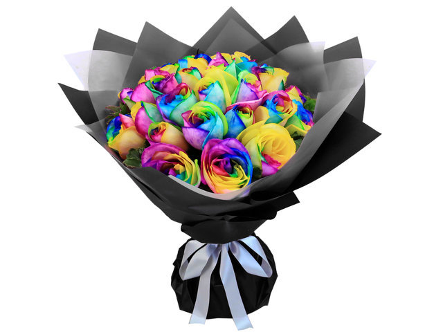 Florist Flower Bouquet - Flower Shop Rainbow Rose Bouquets RB88 - BL0514A1 Photo