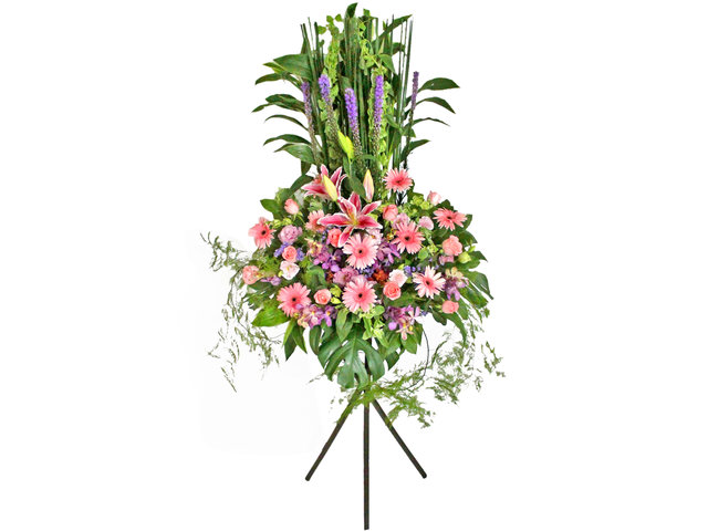 Flower Basket Stand - Pink Lady flower basket 2 - L50729 Photo